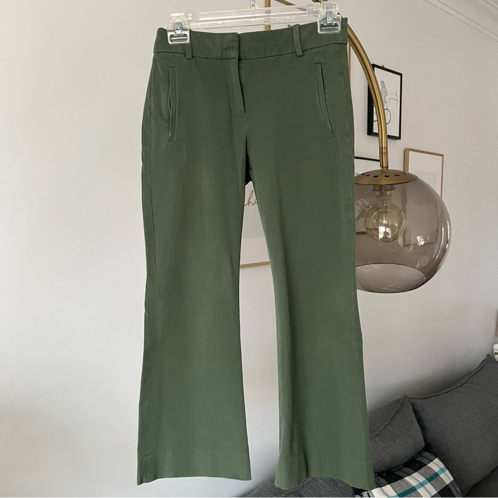J.Crew Teddie Green Stretch Kick Crop Pants.